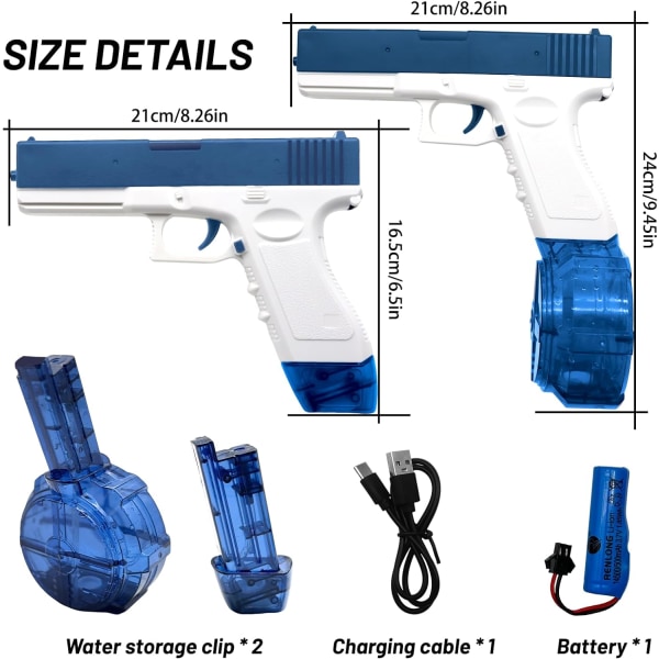 Elektriske vandpistoler til børn, kraftige vandpistoler til børn, vandpistoler med genopladelig, elektriske vandpistoler til sommerstrandpool