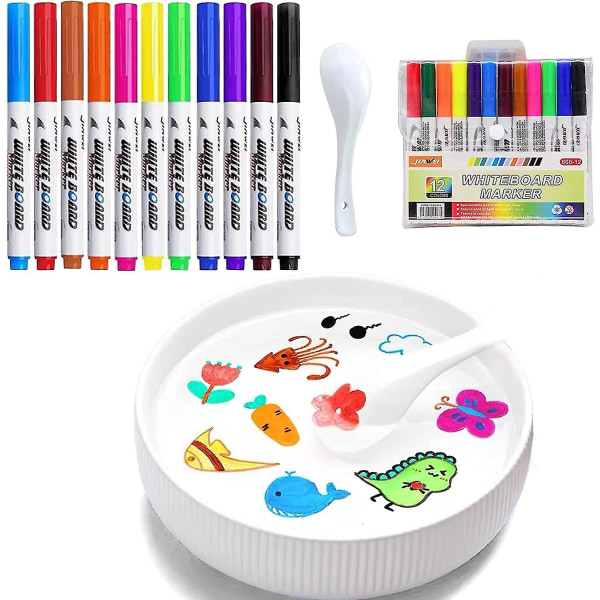 12-farve magiske penne til børn, usynlig blækpen, vandmagisk malebog, malepenne til magisk whiteboard