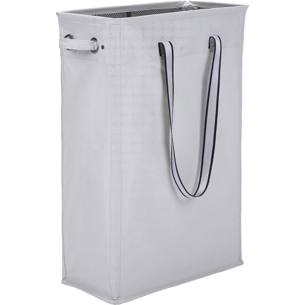 Tøykurv, 60 cm praktisk hengende skittentøyskurv Høy og slank tøykasse Vanntett vaskepose med pustende nettingdeksel Tøykurv, grå