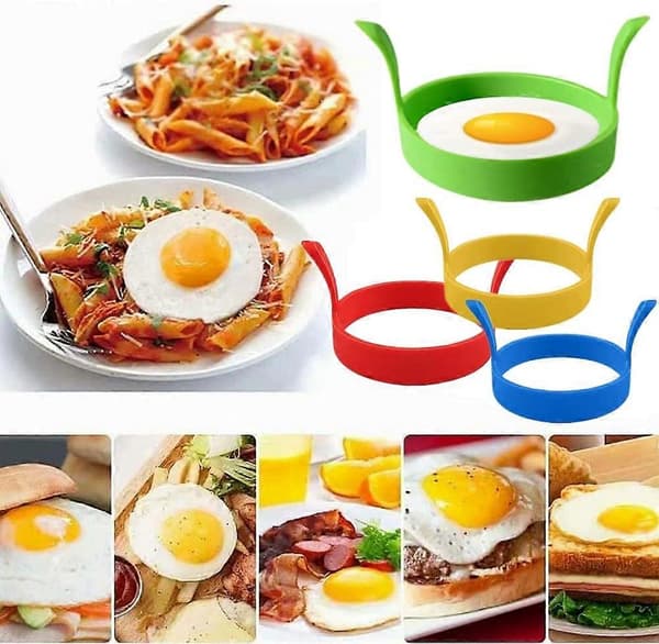 4-pakning silikon eggformer, eggeringer 7,9 cm, non-stick eggformer