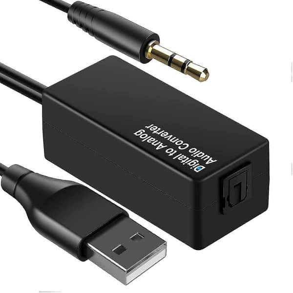 192 kHz digital til analog lydkonverter, DAC digital optisk Toslink til analog 3,5 mm jack lydkabeladapter