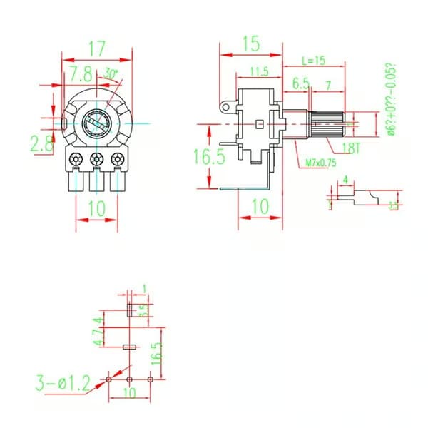 10 st WH148 Potentiometer B100K B100K B100K