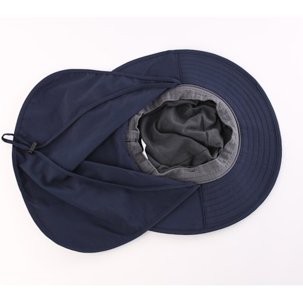Ulkoilu UPF50+ Mesh-aurinkolippalakki Leveälierinen kalastushattu Kaula läpällä Navy Blue