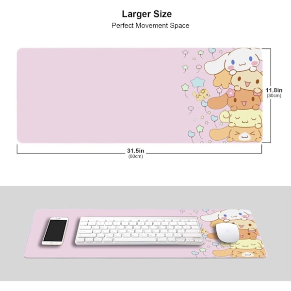 Kawaii store pink musemåtte med design nyhed anime tastaturpude skridsikker udvidet fuld skrivebord sød tastaturmåtte vandtæt