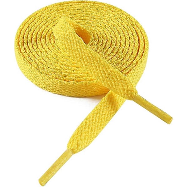 Litteät Kengännauhat Tennareihin 8mm Leveät Kengännauhat Tennareihin Premium Tennarikengännauhat Korvaavat Nauhat Urheilukenkien Nauhoiksi Golden Yellow 63-  ( 160 cm )