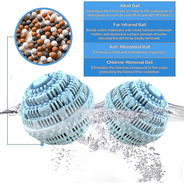 2 stk Vaskebold - Naturligt ikke-kemisk vaskemiddel Vaskebolde til vaskemaskine - Miljøvenlig vaskebold og vaskemiddelalternativ til 2000-vask