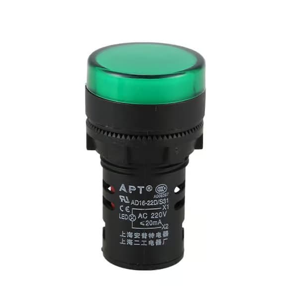 2 stk AC220V grønn LED-strømindikator kontrollampe 22 mm diameter