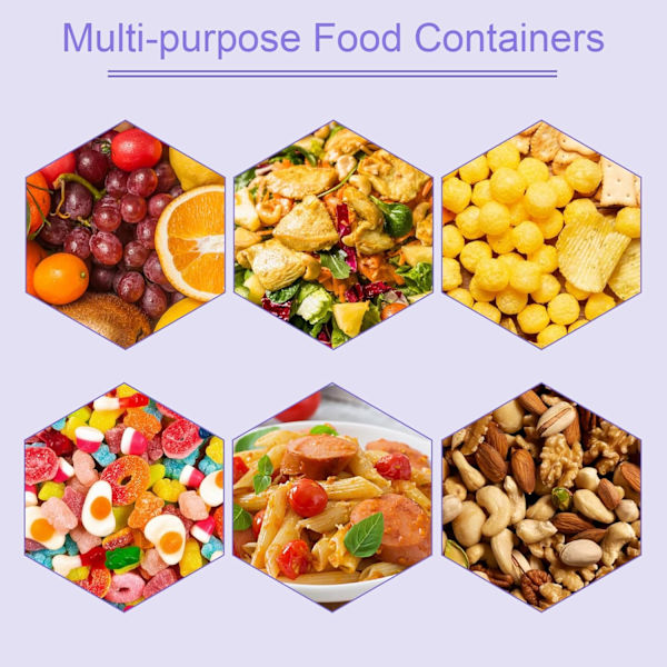 4-pakks snacksbokser med rom, snacksbeholdere for barn og voksne, 4 roms bento-lunsjbokser