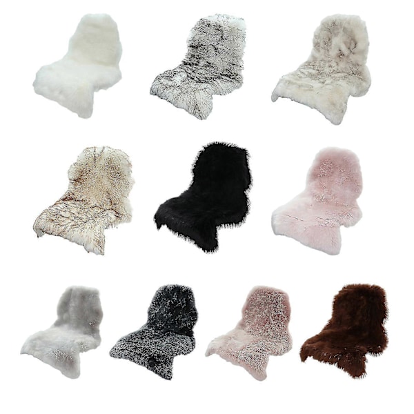 Klassisk Mjuk Fuskfårskinnsmatta Vit Fluffig Områdesmatta Ryamatta Mattor För Sovrum Vardagsrum White  Brown