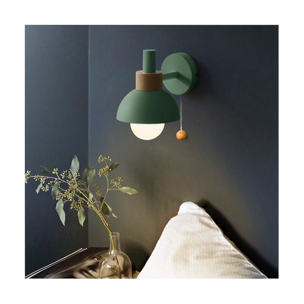 Stue Veranda Gang Lampe Nordisk Minimalistisk Moderne Soveværelse Sengelampe Macaron Væglampe(grøn)