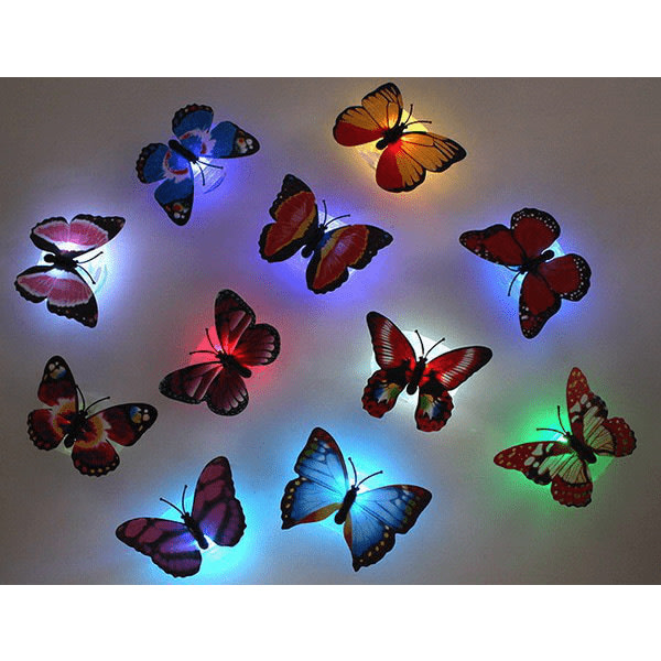 2 stk Smuk sommerfugl LED natlys mærkat
