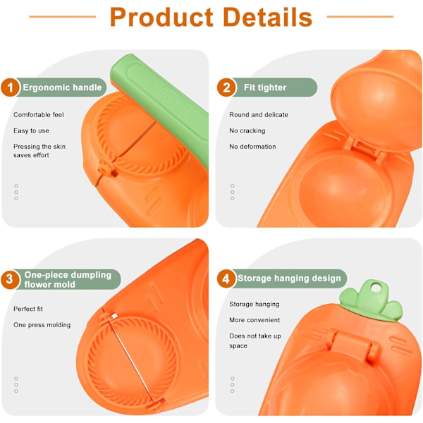Dumpling Maskine 2 i 1 Manuel Nuddelpresse Maskine Dumpling Hud Maskine Dumpling Form (Orange)