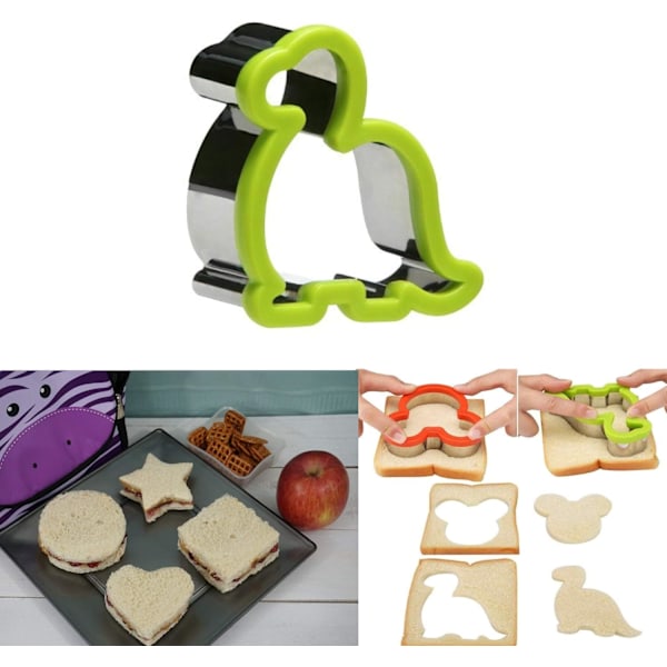 Kjeks Sandwich Cutter Kjøkken Gadgets Barnebakingssett Former for Barnekjeks Kakeform Kuttere Utstyr Gaver (Dino)