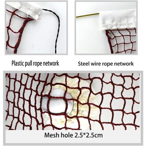 Badmintonnät, för inomhus- eller utomhussporter, trädgård, skolgård, bakgård utan ram (nylonflätad nät i rött)