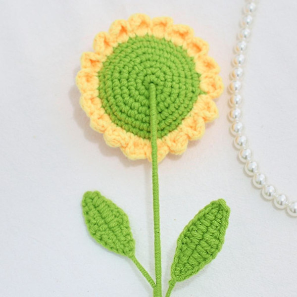 Virkad Solros Handgjord Solros DIY Hantverkspresent Handvävd Blomma