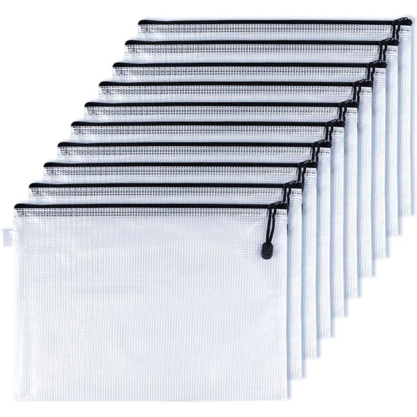 10 Pieces A4 Zipper File Bags Document Wallet Folders for Offices Supplies Cosmetics Storage