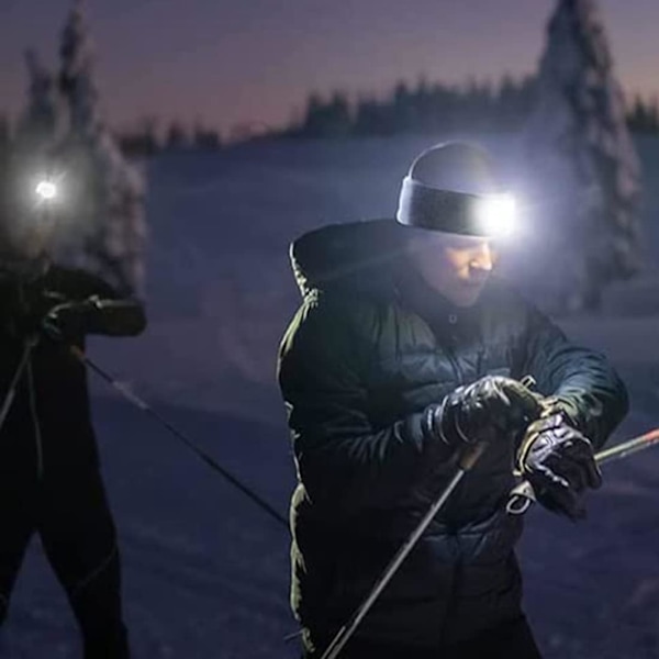 Urheilupanta LED-valolla, USB-ladattava otsalamppu ulkonäkyvyyteen, 4 LED-valoa, harmaa