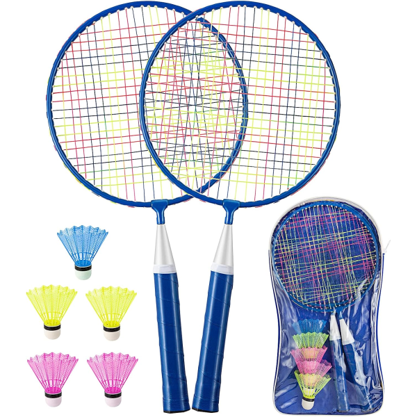1 par badmintonketcher til børn Badmintonsæt til børn Nylonlegering letvægtsketsjer til børn, begyndere, indendørs og udendørs sport