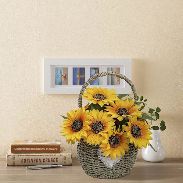 10 stk. Kunstige Solsikker, Enkelt Stilk Silke Falsk Solsikke til Flora Arrangement Bryllupsbuket Hjem - INGEN VASE
