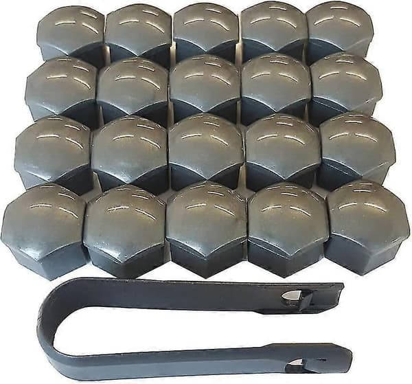20 stk. 21 mm hjulmutterhette, hjulboltmutterhette deksler, sekskantede deksler for dekkmutre (grå)