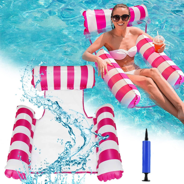 Oppblåsbar svømmebasseng flyter hengekøye - 4 i 1 vannhengekøye basseng oppblåsbar for voksne Barn svømmebasseng flytehengekøye avslappende solseng flytende stol seng