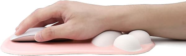 Musemåtte med kattepote - Ergonomisk musemåtte i silikonegel (pink og hvid)