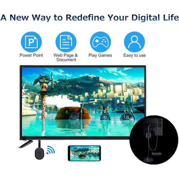 Trådløs HDMI-adapter - Video Mirroring Dongle for iPhone, Mac, iOS, Android til TV/projektor/skjerm