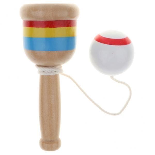 8x Puinen Maalattu Kendama Taito Pallo Kuppi Lasten Kendama Opettavainen Lelu Valkoinen