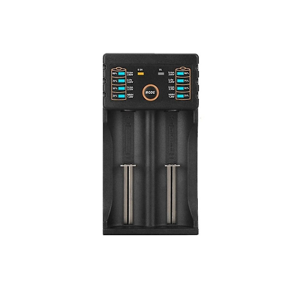 1 stk 2-spors - Batterilader + 6 stk 3,7v 18650 9800mah Batteri for oppladbar batteri 18650/2665