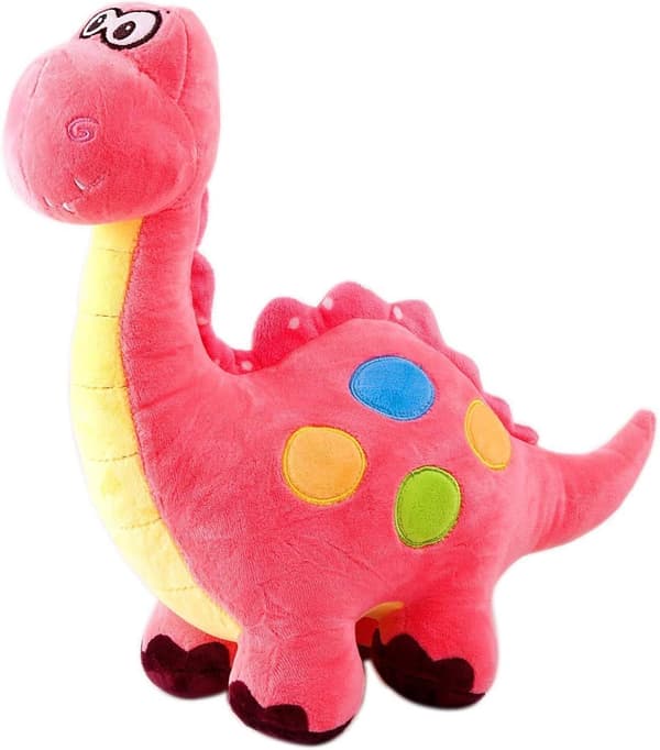 16\" L × 14\" H, lyserød dinosaur plyslegetøj