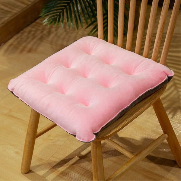 Set Of 2 Seat Cushions, Chair Cushions With Ribbons, Velvet Cushion Seat Cushion For Indoor And Outdoor (pink, Square 40x40 Cm)