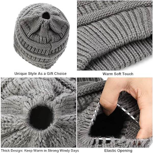 Vinter varm bulle hästsvans stickad mössa