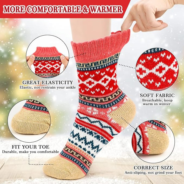 Termisk vinteruld varme sokker, 5 par