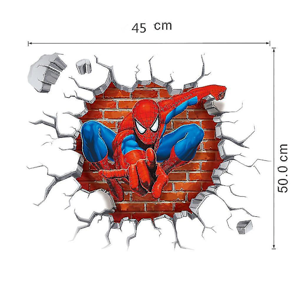 3D Cartoon Spiderman Väggdekaler Superhjälte För Pojkar Barnrum--