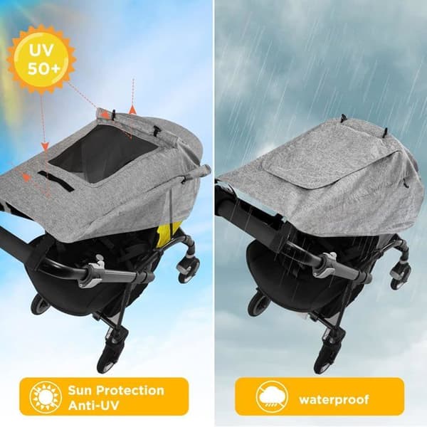 Barnvagnssolskydd, Sufflettsolskydd för liggdel/barnvagn - Universal Grå