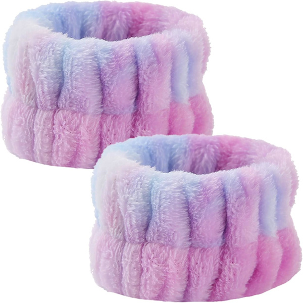 2 st tvättband för ansiktet, tvättband för flickor och kvinnor som absorberar vatten från att rinna nerför armarna (pulverblå färg)