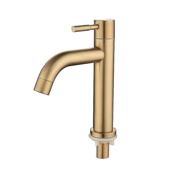 2023 - Brass Bathroom Basin Mixer Tap, Single Lever Basin Faucet With Water Inlet Hose, Brushed Gold