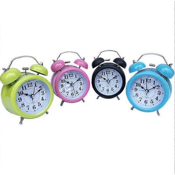 Väckarklocka Analog Klocka Kvarts Klassisk Dubbel Klocka Väckarklocka Natt för barn