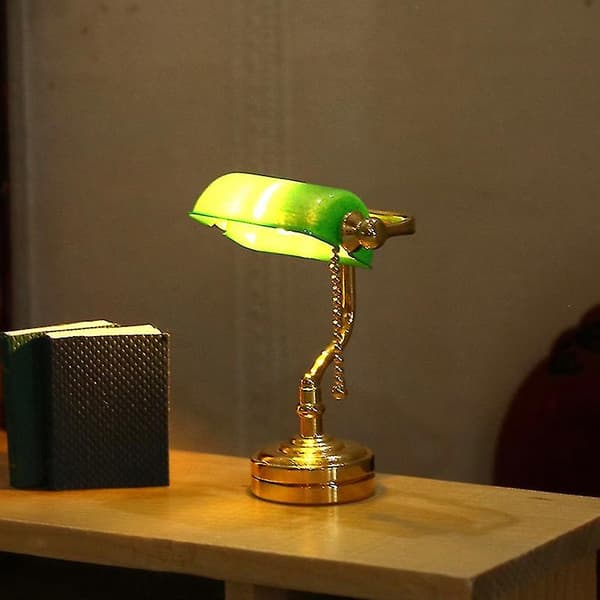 1:12 Dukkehus Miniature Bordlampe Led Lampe Grøn Postbud Lys Møbelindretning