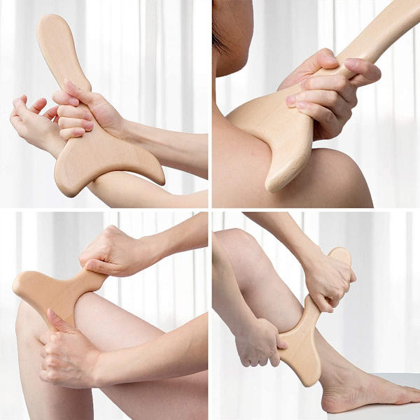 Tre Gua Sha Massasjeapparat for Lymfedrenasje, Større Kropp, Rygg og Nakke Gua Sha Terapi Massasjeverktøysett for Kroppsforming, Helse, Hjemmepleie