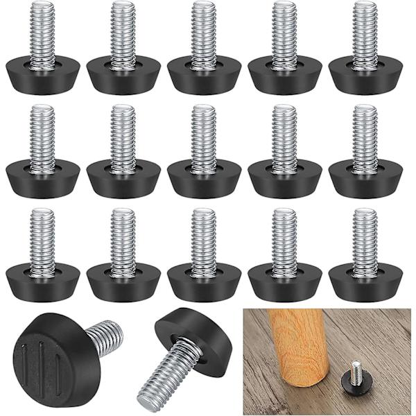22 pakke justerbare møbeljusteringsben, M8 X 20mm, skruejusteringsføtter, gulvbeskytter, rund base, stolebensskruer