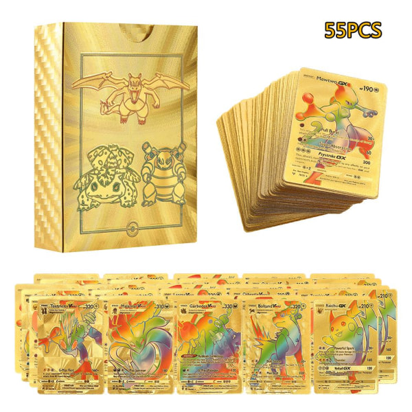 Gold Foil Anime Cards Set - Keräilysarjakuvapelikortit lapsille kultaa