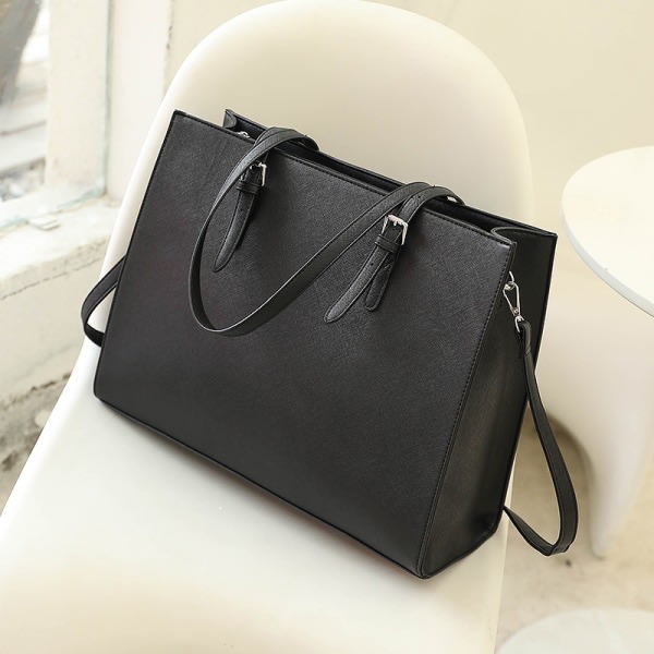 Laptopveske for kvinner Vanntett, lett lær 15,6 tommer Puter Cloth Bag Business Office Koffert Stor