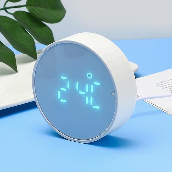 Väckarklocka Smart Klocka Timer Mini Rund Liten Digital Led Väckarklocka Blå-kryc