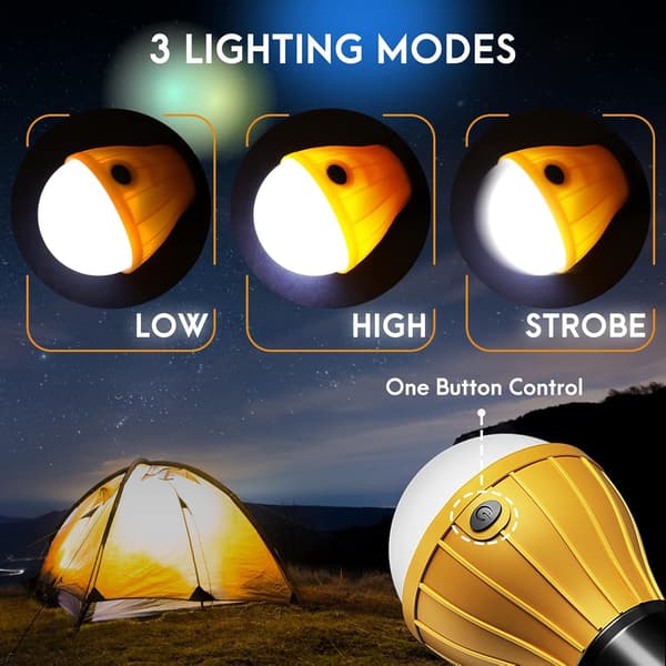 Campingtilbehør, Campinglys Teltslys, Nødlys, Gaver til Barn, Vanntett LED Campinglykt Lyspære for Camping (3-pakning)