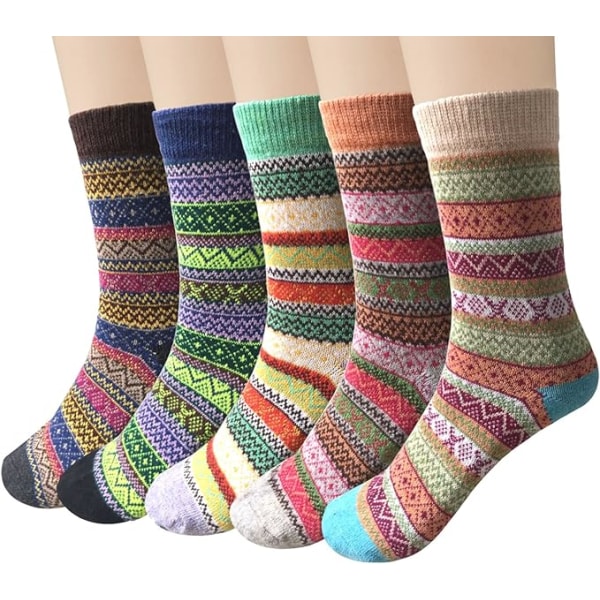 5 par vinterpustende ull tykke sokker