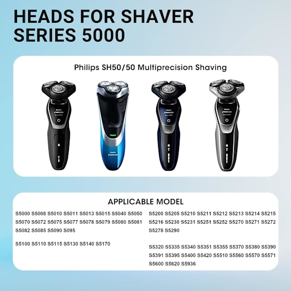 3 stk Philips Elektrisk Barberbladsett Menn Elektrisk Barberhode Reserve Rotasjonshoder Trimmer Razor Tilbehørsett for Serie 5000 SH30 SH50