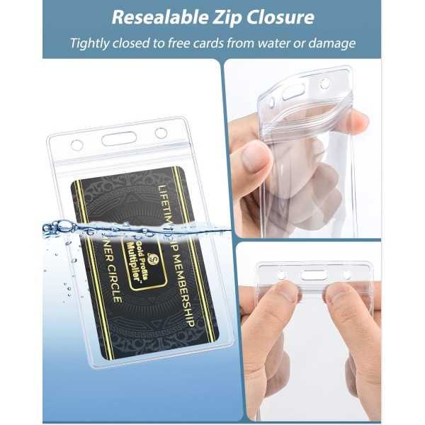 6 pakkauksen pystysuuntainen henkilökorttipidike vedenpitävä kirkas PVC- cover Case Duty -korttisuojapussi uudelleen suljettavalla vetoketjulla