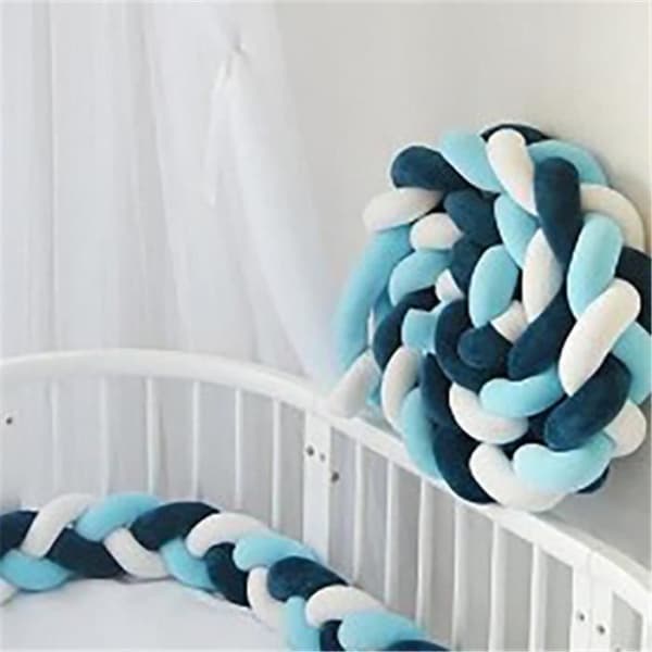 3M Sängorm Kantskydd Flätad Sammet Babyskydd - Vit+Grön+Mörkblå