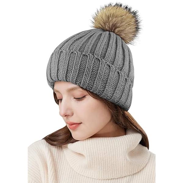 Termiska varma vinterhattar med pompom
